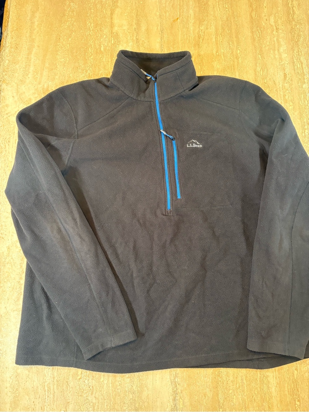 L.L. Bean Black Fleece Quarter-Zip with Blue Trim